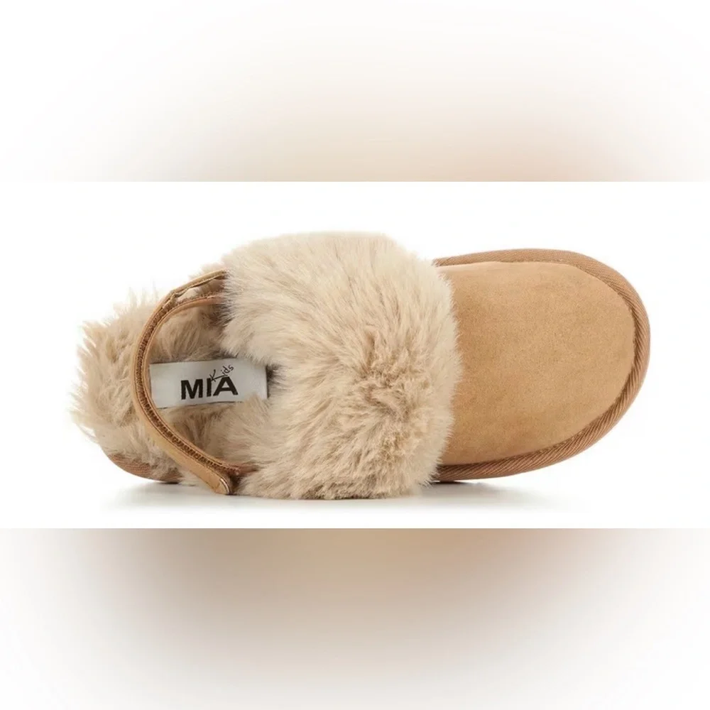 MIA Tan Faux-Fur Backless Slide Big Kids Girl